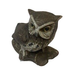 Vintage Homco Great Horned Owl Painted Ceramic Figurine #1114 Owl Statue